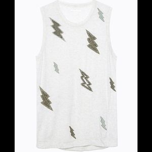 SUPER RARE Zadig & Voltaire Zen Embroidery Beaded Lightning Bolts⚡️S EUC